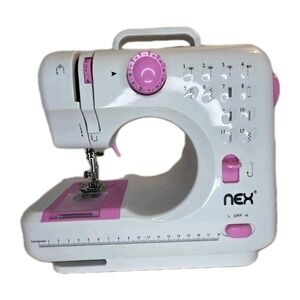 NEX Portable Sewing Machine White Pink 12 Built-in Stitches FHSM-505 Mini